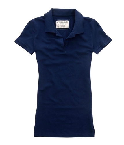 Aeropostale Womens Basic Solid Polo Shirt navynightblue XS