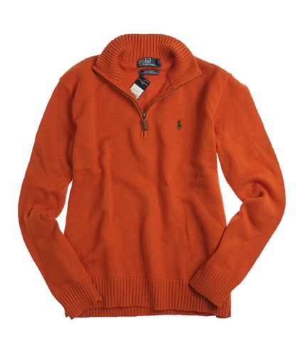 Ralph Lauren Mens Ls 1/2 Zip Mock Po Knit Sweater orange S