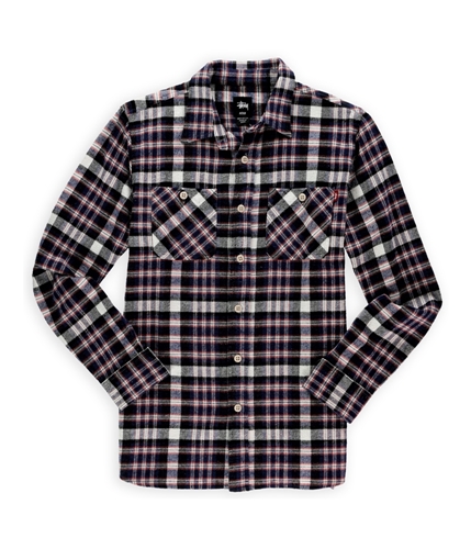 Stussy Mens NYC Flannel Button Up Shirt navy M