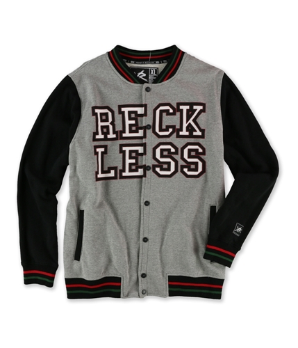 Young & Reckless Mens Button Front Logo Sweatshirt gray XL