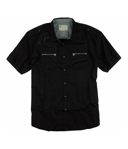 Marc Ecko Mens Solid Ss Button Up Shirt black L