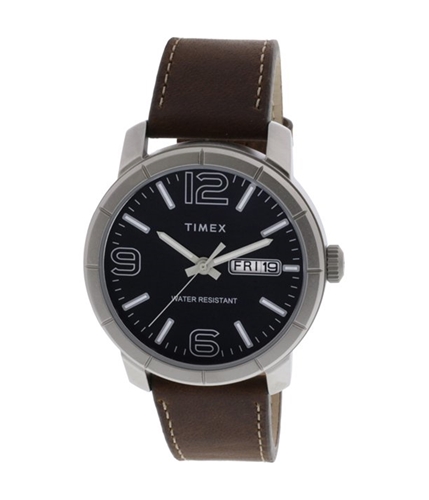 Timex Mens Leather Strap Round Fashion Watch 200