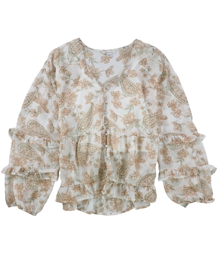 American Eagle Womens Floral Peasant Blouse 207 L