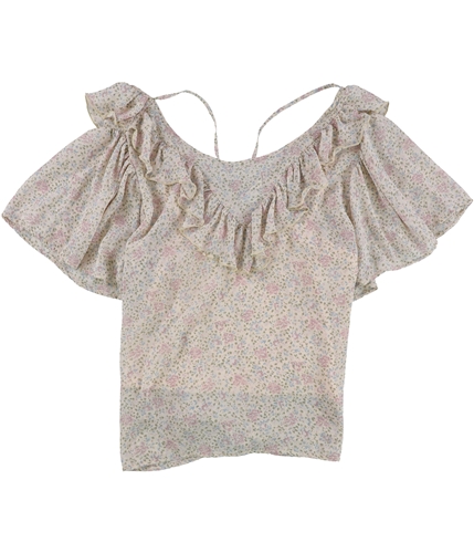 American Eagle Womens Floral Ruffled Blouse 107 L