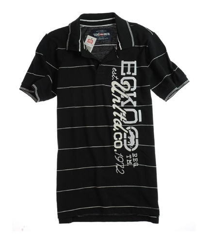 Ecko Unltd. Mens Bada*s Stripe Rugby Polo Shirt black S