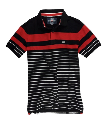Ecko Unltd. Mens Combo Strip Ss Knit Rugby Polo Shirt black XS