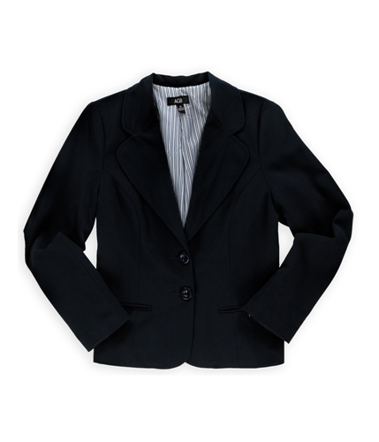 AGB Womens Solid Two Button Blazer Jacket navy 12