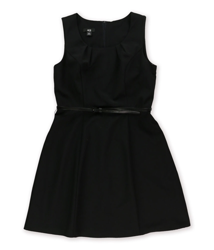 AGB Womens Belted A-line Dress black 8