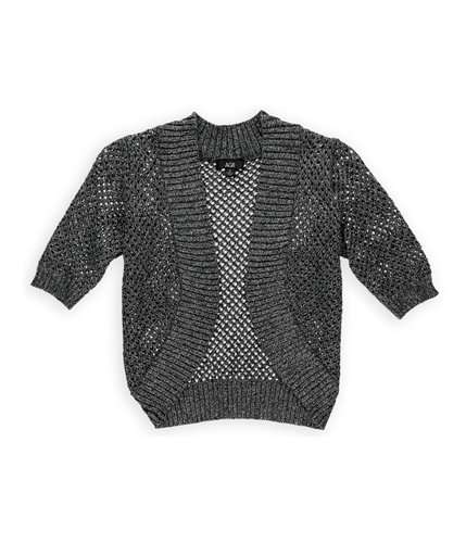 AGB Womens Sheer Metallic Knit Sweater black S