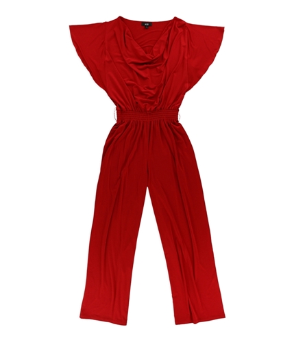 AGB Womens Cowl Flare Jumpsuit red S