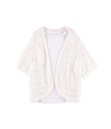 Alfred Dunner Womens 2-Piece Cardigan Sweater white 1X