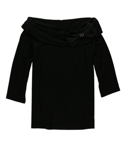 AGB Womens Terry Bow Pullover Sweater black L