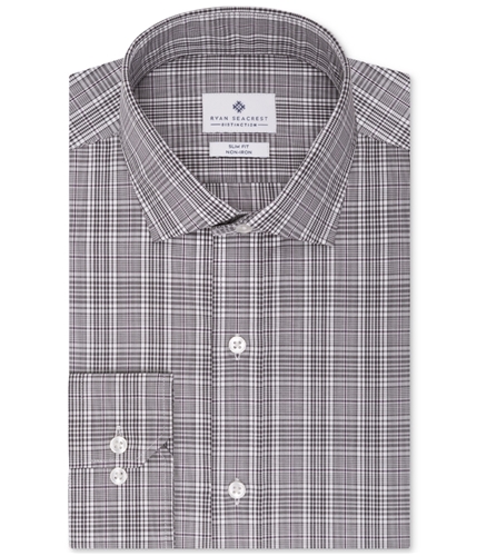Ryan Seacrest Distinction Mens Non-Iron Plaid Button Up Dress Shirt storm 15.5