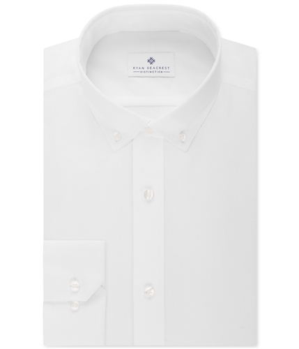 Ryan Seacrest Mens Non-Iron Button Up Dress Shirt white 15.5