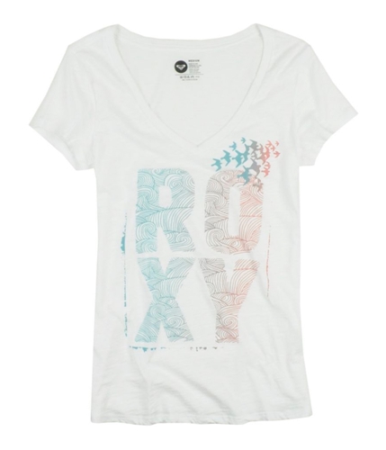 Roxy Womens Stacked Seagull V-neck Graphic T-Shirt 010white S