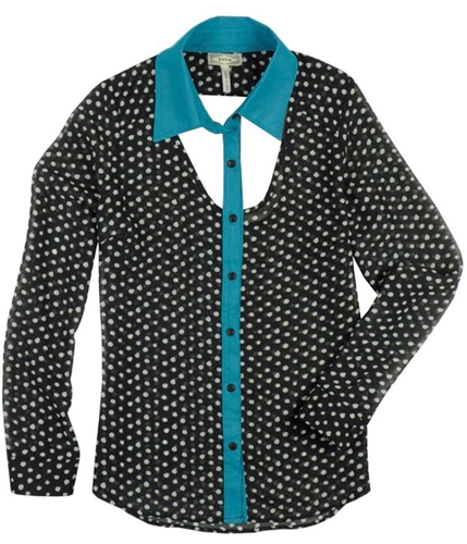 Kirra Womens Dotted Button Up Shirt 165blackwhite S
