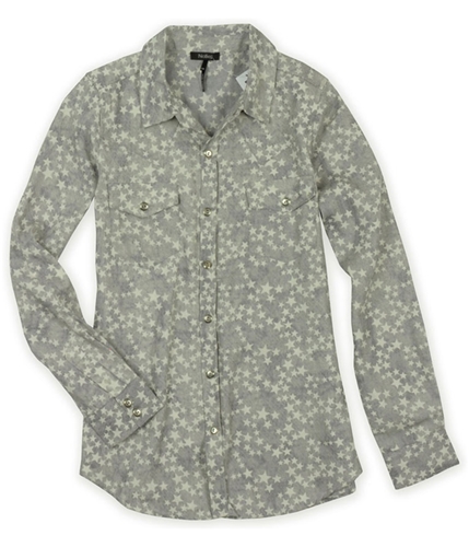 Nollie Mens Star Pattern Button Up Shirt 004 XS