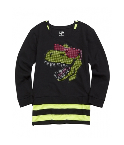 Justice Girls Studded Dino Pullover Sweater 647 18 1/2