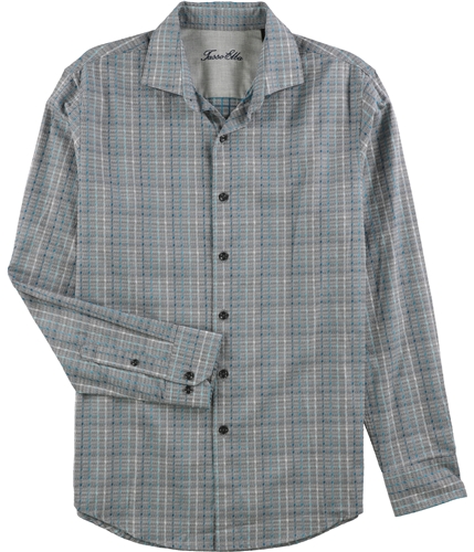 Tasso Elba Mens Vercelli Plaid Button Up Shirt greycombo S
