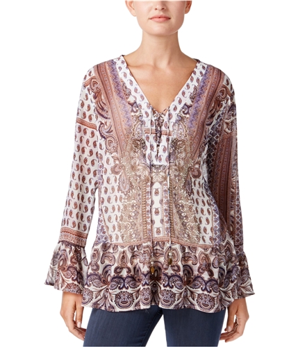 Style & Co. Womens Lace-Up Peasant Blouse exploringgrnd S
