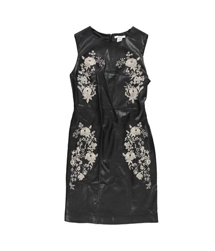 bar III Womens Embroidered Bodycon Pencil Dress deepblack XXS