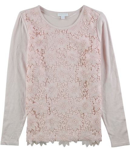 Charter Club Womens Lace-Front Pullover Sweater mistypink M