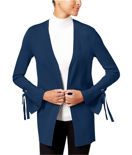 I-N-C Womens Tie-Cuff Embellished Cardigan Sweater deepblack S