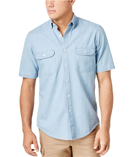 Club Room Mens Two-Pocket Button Up Shirt ltchambray S