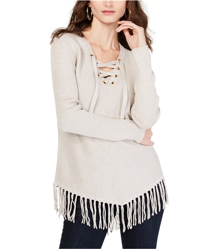 I-N-C Womens Fringe Pullover Sweater natural M