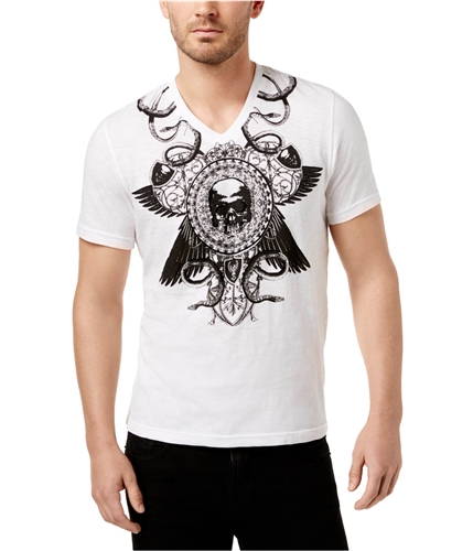 I-N-C Mens Skull Graphic T-Shirt whitepure XL