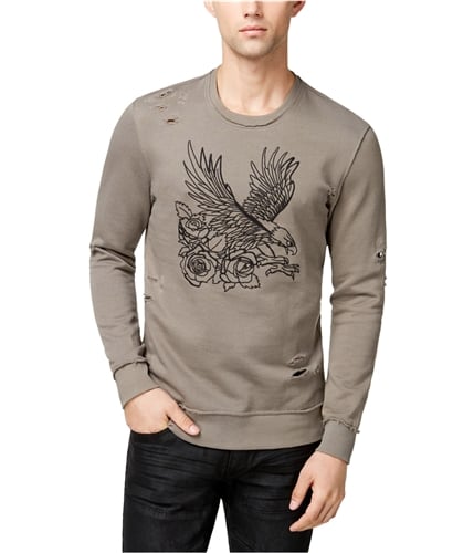 I-N-C Mens Embroidered Sweatshirt taupetone S