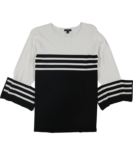 Alfani Womens Stripe Colorblock Knit Sweater black 1X