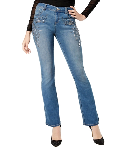 I-N-C Womens Embellished Boot Cut Jeans indigo 6x33