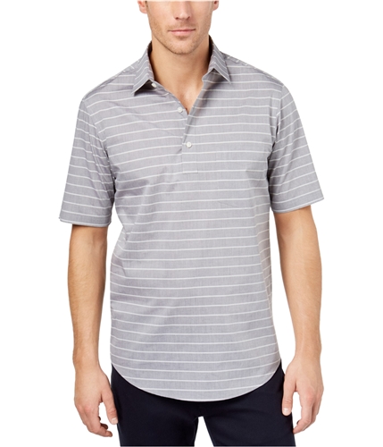 Club Room Mens Popover Rugby Polo Shirt sharkskin S
