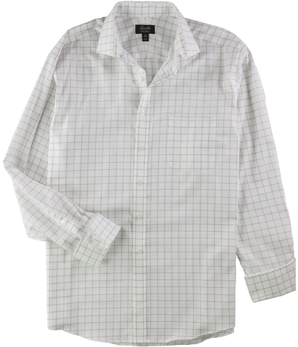 Tasso Elba Mens Non-Iron Button Up Dress Shirt biegewhite 17.5