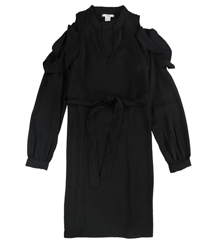 bar III Womens Cold-Shoulder A-line Dress deepblack XS