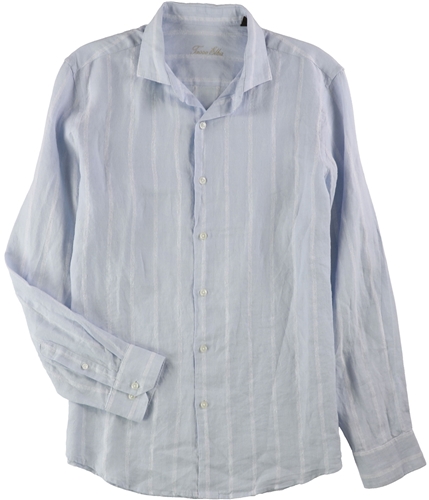 Tasso Elba Mens Boucle Button Up Shirt bluecombo M