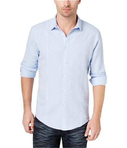 I-N-C Mens Seamed Roll Button Up Shirt lightblue XS