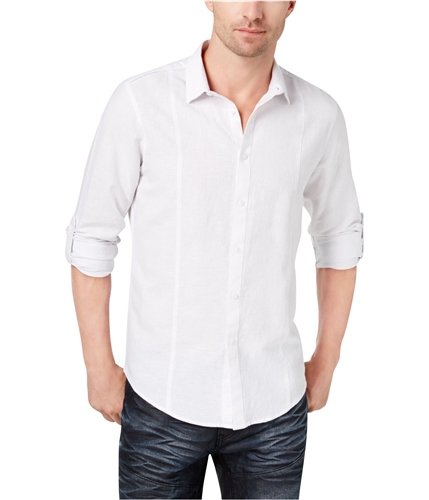 I-N-C Mens Seamed Roll Button Up Shirt lightblue XS