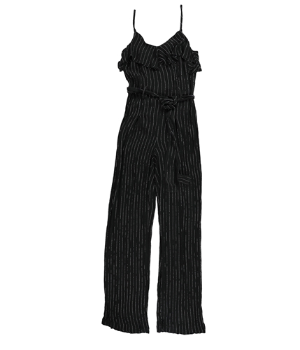 bar III Womens Woven Striped Jumpsuit black XS