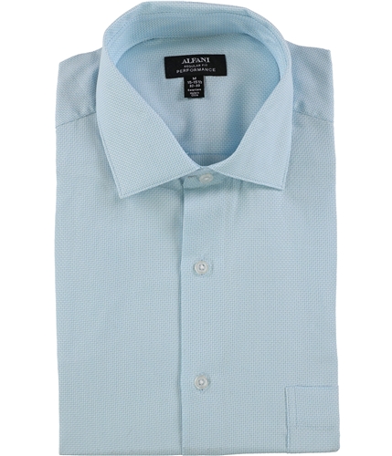 Alfani Mens Twill Textured Button Up Dress Shirt teal 15-15.5