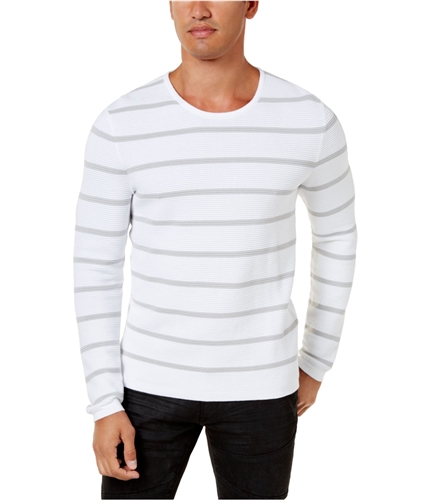 I-N-C Mens Textured Stripe Pullover Sweater whitepure 2XL