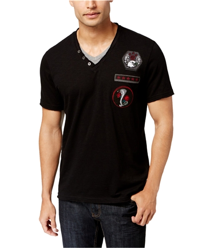 I-N-C Mens Layered Graphic T-Shirt deepblack XS