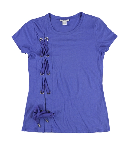 bar III Womens Lace Up Basic T-Shirt deepblack XS