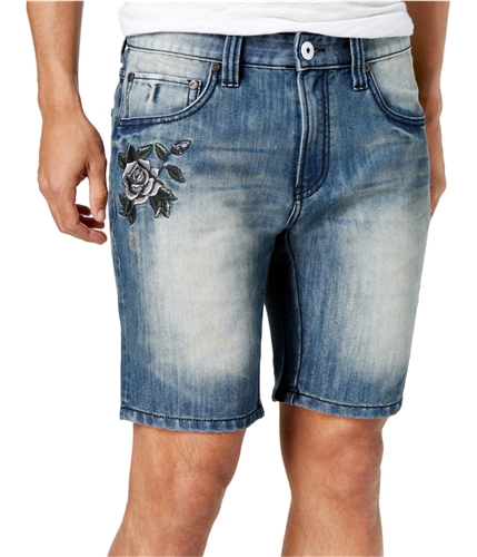 I-N-C Mens Embroidered Casual Denim Shorts mediumwash 38