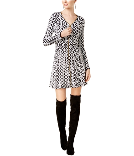 I-N-C Womens Zip-Front Sweater Dress deepblack S