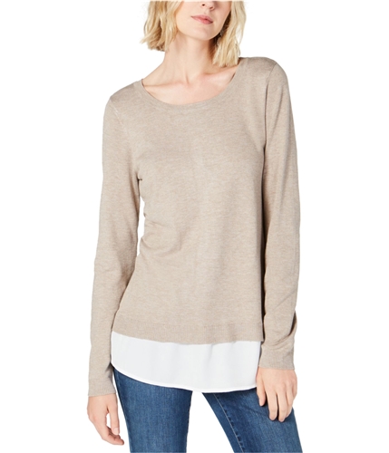 I-N-C Womens Layered-Look Pullover Sweater hthroats L