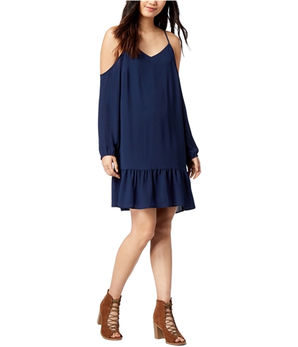 maison Jules Womens Cold-Shoulder Peplum A-line Dress bluenotte XS