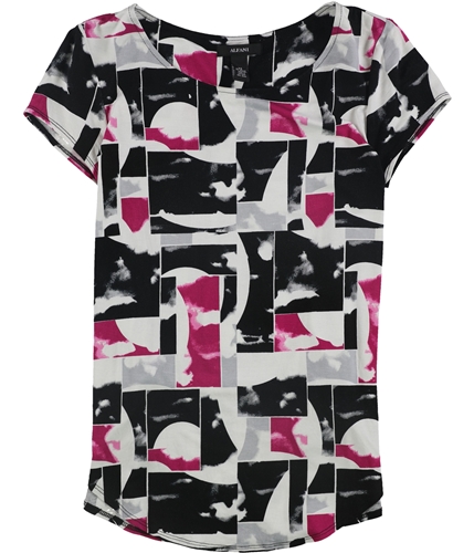 Alfani Womens Watermark Shapes Graphic T-Shirt pinkblk XS