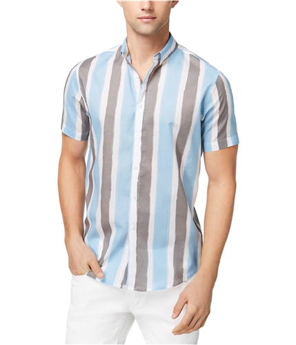 I-N-C Mens Painter Stripes Button Up Shirt navycombo S